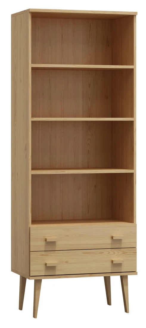 Regał drewniany Venuci 2 szuflady 89 cm sosna