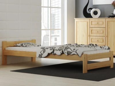 Łóżko drewniane Inter 80x200 nielakierowane sosna  z materacem piankowym