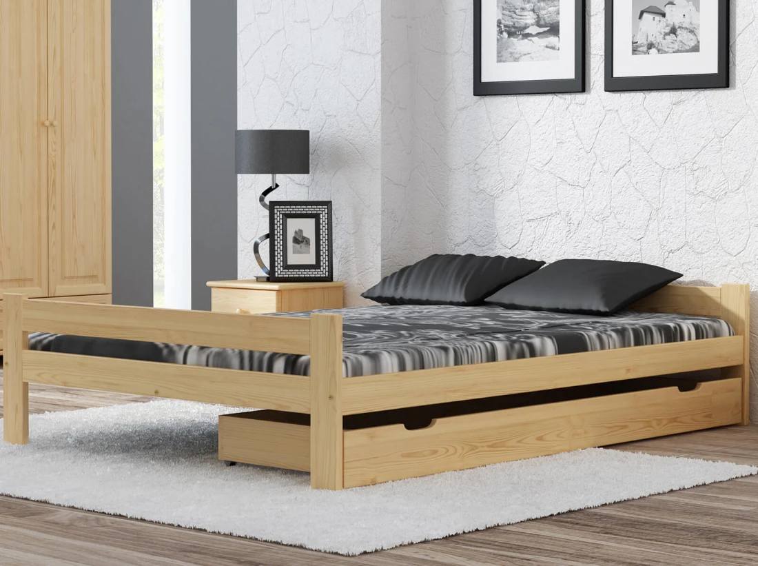 Łóżko drewniane Prima 180x200 eko sosna z materacem piankowym