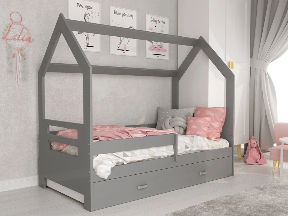 OUTLET - Łóżko Domek dziecięce 160x80 dla dzieci szary D3B