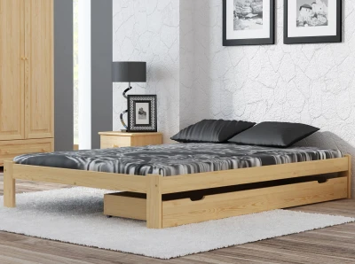 Łóżko drewniane Irys 180x200 nielakierowane sosna z materacem piankowym