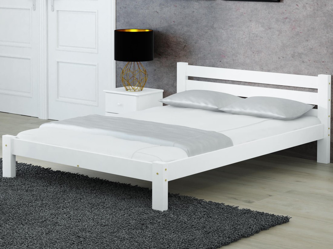 Outlet - Łóżko sosnowe Azja 135x200 BIAŁY