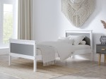 OUTLET - Łóżko drewniane Laris 90x200 białe z szarymi płytami