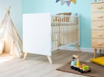 Łóżeczko dziecięce sosnowe Baby Happy  60x120 białe/sosna