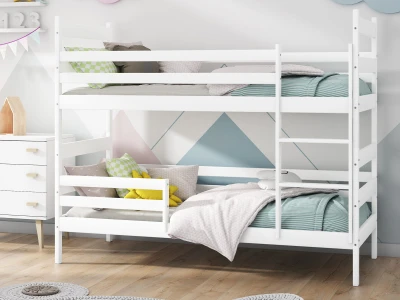 OUTLET - Łóżko piętrowe drewniane P1 80x190 białe