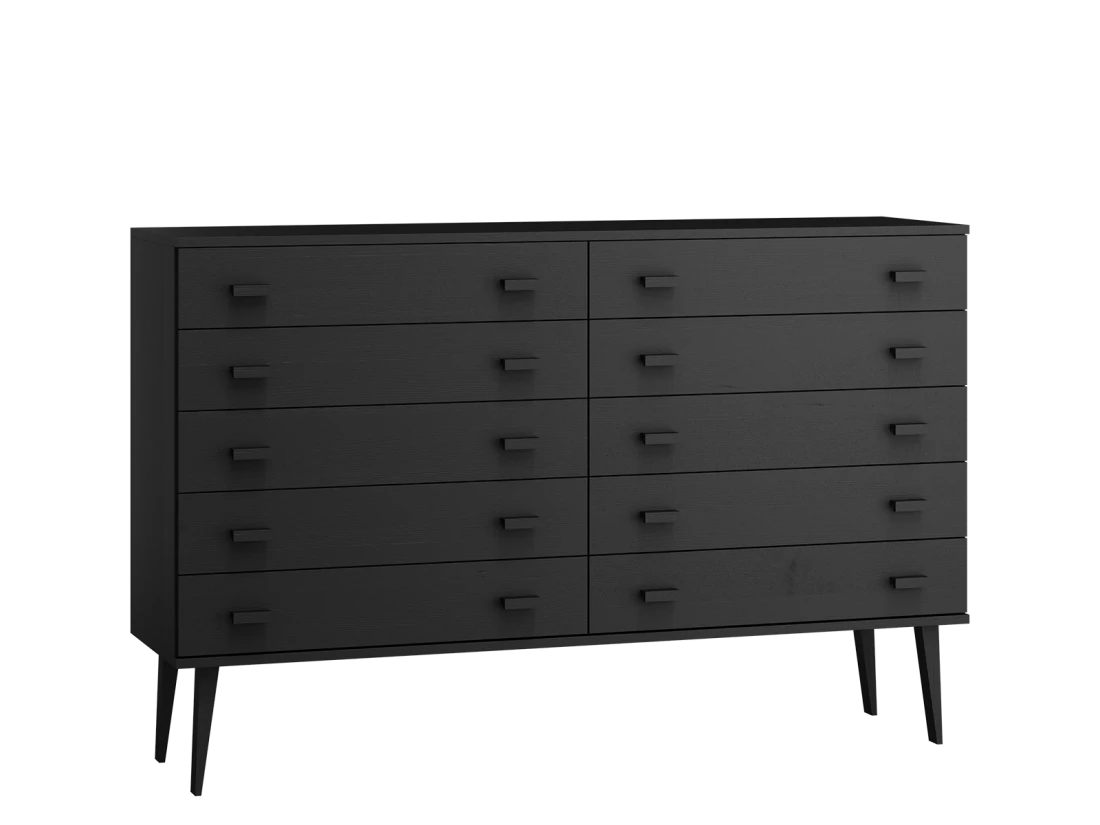 Komoda sosnowa drewniana Venuci nr2 117 cm 5s czarna