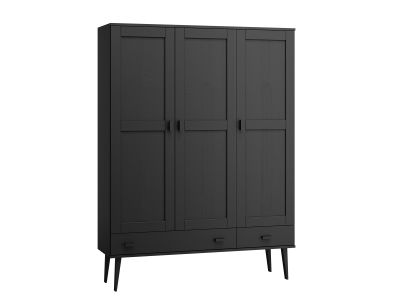 Szafa sosnowa Venuci 3D nr2 wieszak/półki szuflada 117 cm czarna