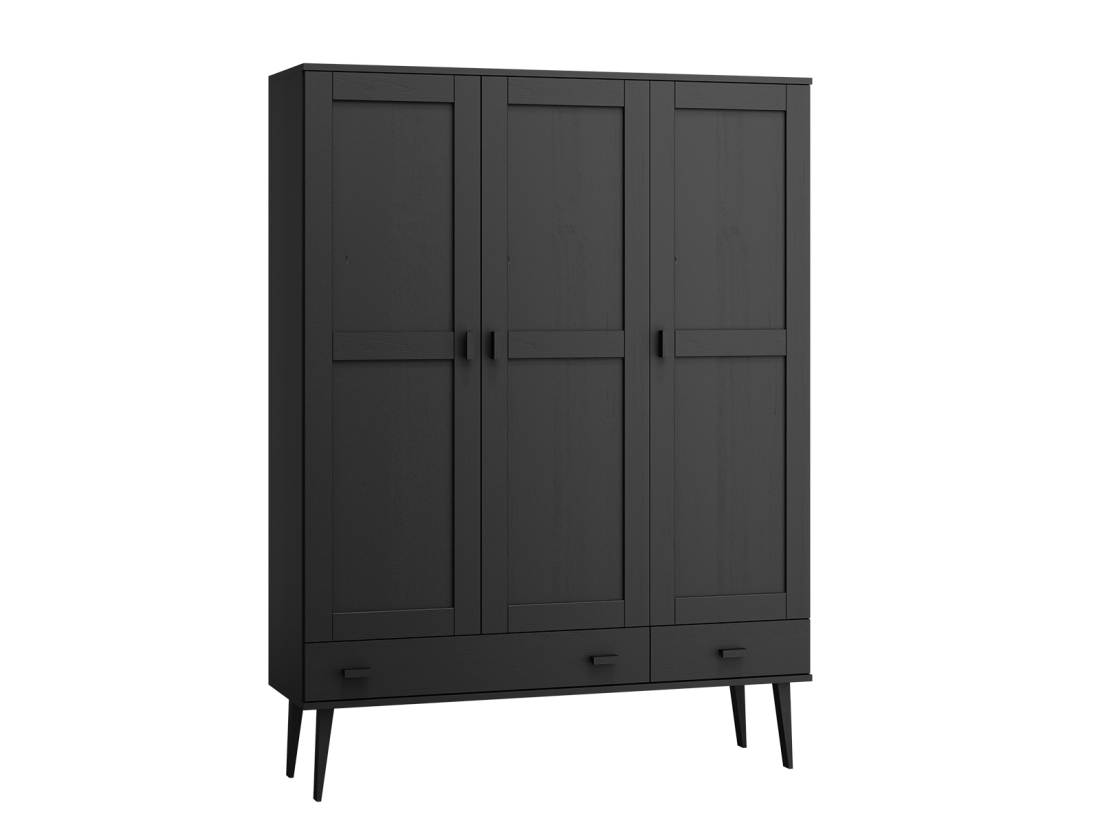Szafa sosnowa Venuci 3D nr2 wieszak/półki szuflada 135 cm czarna