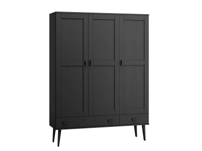 Szafa sosnowa Venuci 3D nr2 wieszak/półki szuflada 135 cm czarna