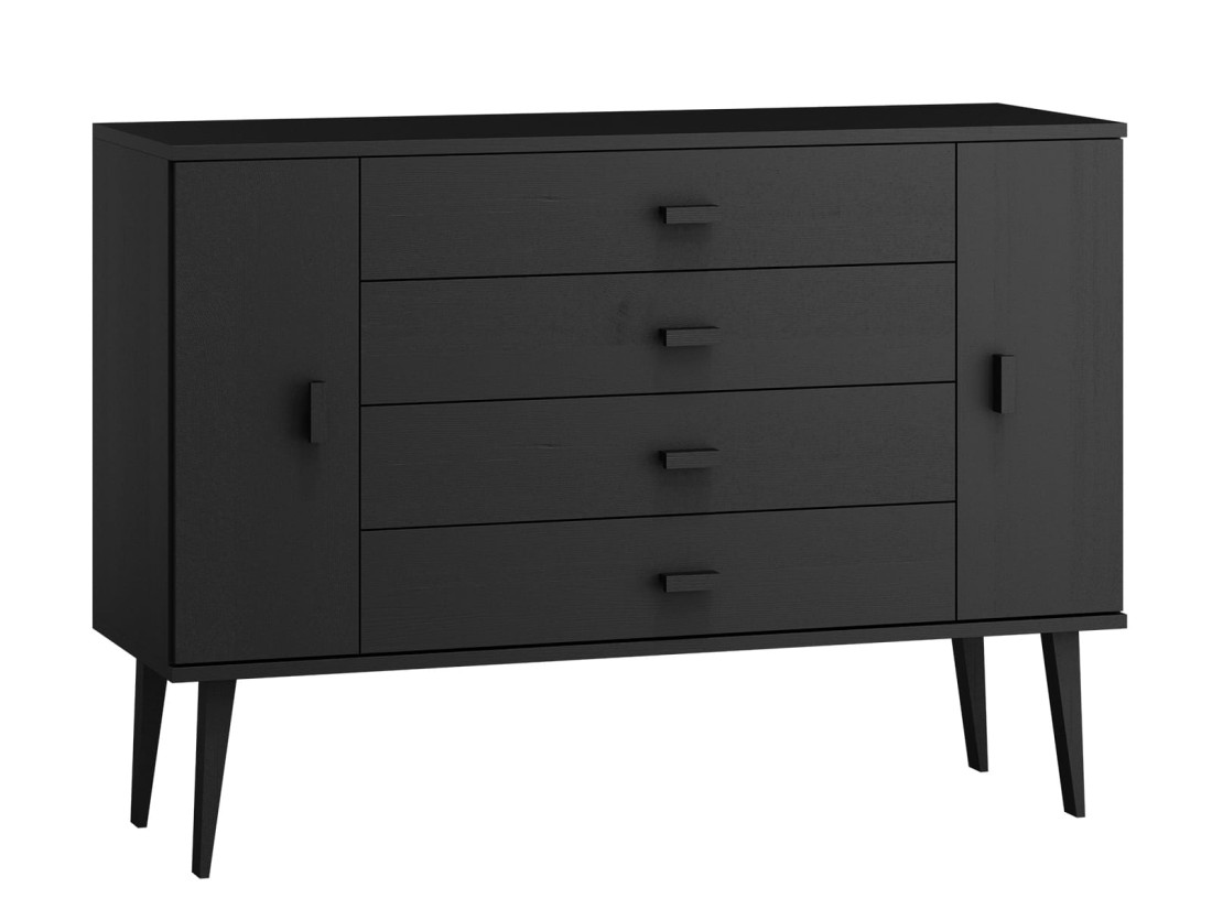 Komoda sosnowa drewniana Venuci nr3 155 cm 4s czarna