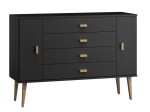 Komoda sosnowa drewniana Venuci nr3 175 cm 4s czarna
