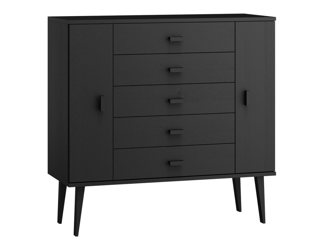 Komoda sosnowa drewniana Venuci nr3 135 cm 5s czarna
