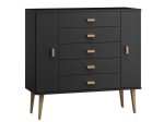 Komoda sosnowa drewniana Venuci nr3 135 cm 5s czarna