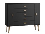 Komoda sosnowa drewniana Venuci nr3 155 cm 5s czarna