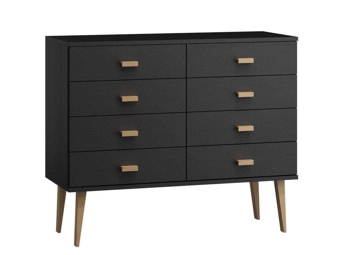 Komoda sosnowa drewniana Venuci nr2 117 cm 4s czarna