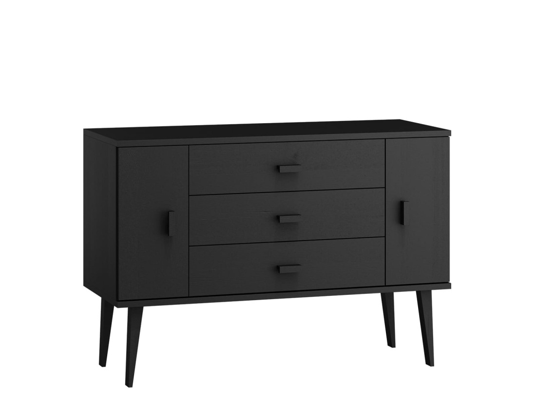 Komoda sosnowa drewniana Venuci nr3 135 cm 3s  czarna