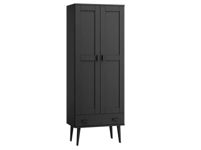 Szafa sosnowa Venuci 2D nr2 wieszak szuflada 89 cm czarna
