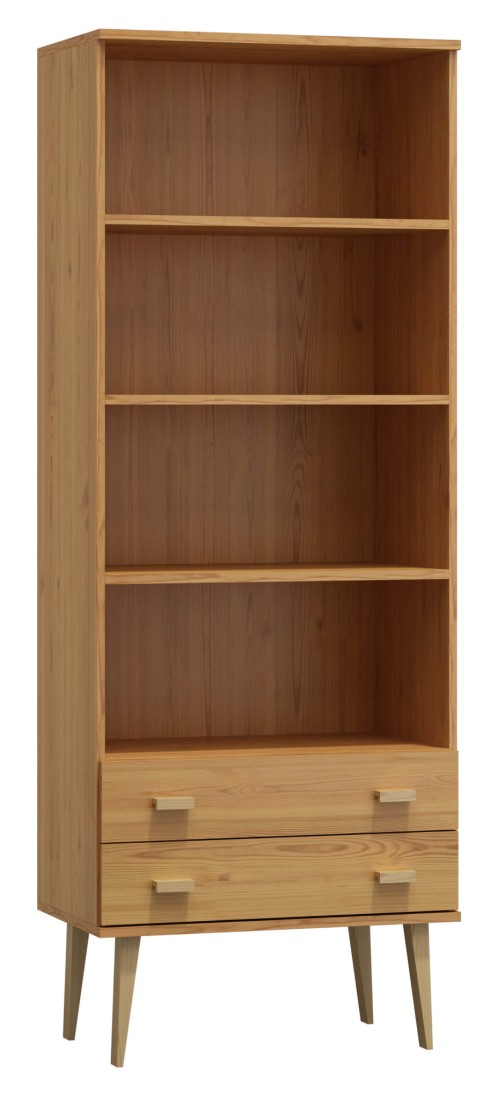 Regał drewniany Venuci 2 szuflady 79 cm olcha