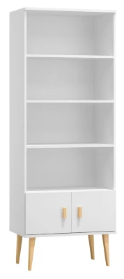 Regał drewniany Venuci drzwiczki 89 cm biały
