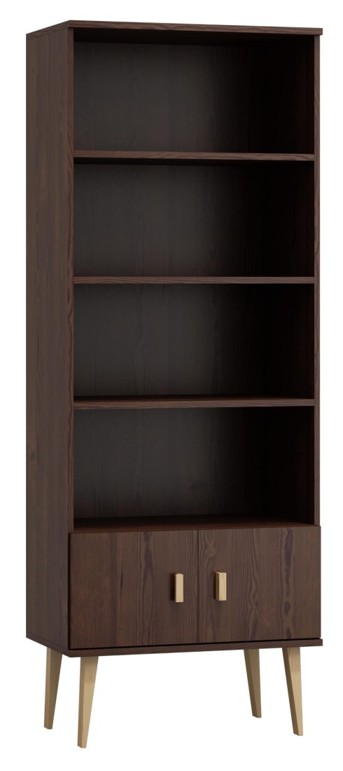 Regał drewniany Venuci drzwiczki 89 cm orzech