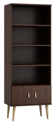 Regał drewniany Venuci drzwiczki 89 cm orzech
