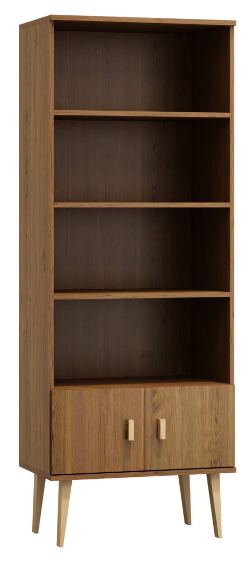 Regał drewniany Venuci drzwiczki 89 cm dąb