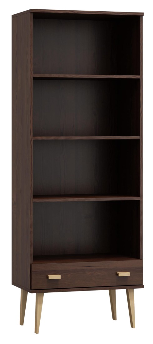 Regał drewniany Venuci Szuflada 79 cm orzech
