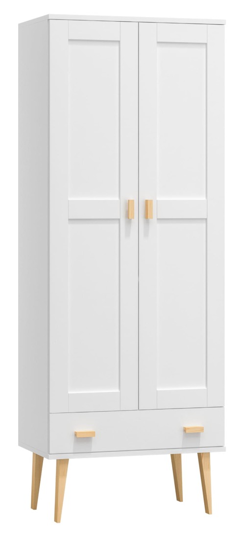 Szafa sosnowa Venuci 2D nr2 wieszak szuflada 79 cm biała