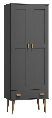 Szafa sosnowa Venuci 2D nr2 wieszak szuflada 89 cm szara