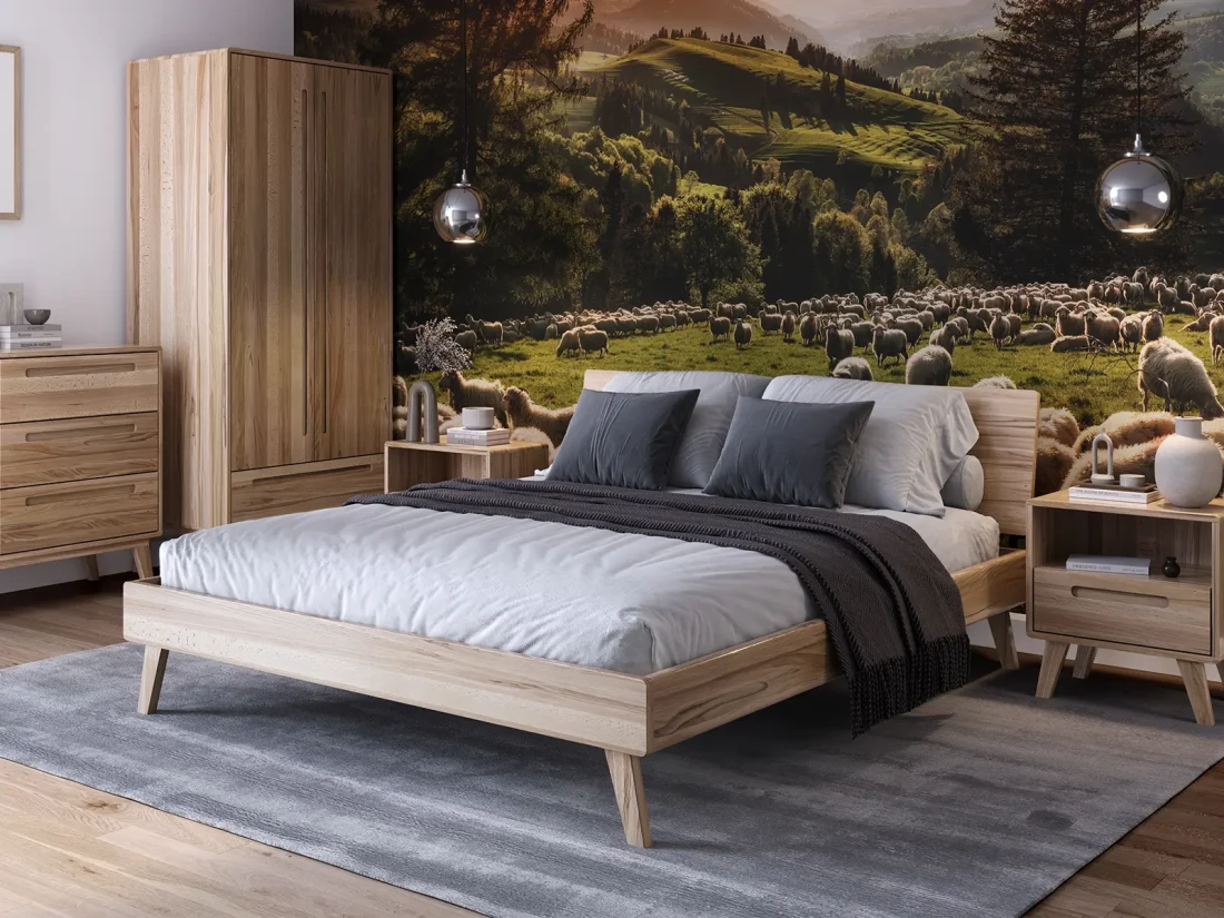 Łóżko drewniane bukowe 140x200 Beskid 03 buk naturalny