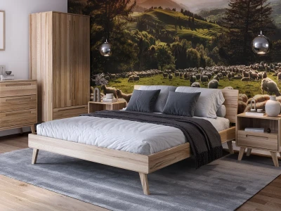 Łóżko drewniane bukowe 160x200 Beskid 03 buk naturalny
