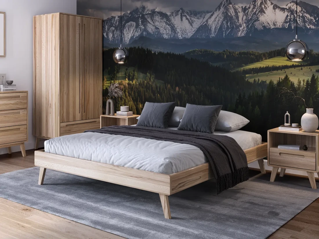 Łóżko bez zagłówka 140x200 drewniane bukowe Beskid 04 buk naturalny