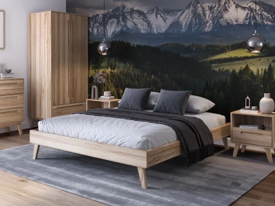 Łóżko bez zagłówka 140x200 drewniane bukowe Beskid 04 buk naturalny
