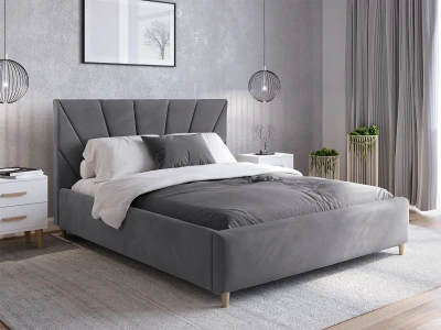 Łóżko tapicerowane Skandynawskie 160x200 Scandi line 3 Velvet Grafitowy