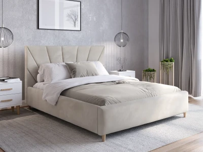 Łóżko tapicerowane z materacem 160x200 Scandi line 3 Velvet Szary