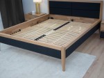 Łóżko dębowe 140x200cm tapicerowane Belagio Beżowe
