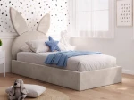 Łóżko dziecięce tapicerowane z pojemnikiem 90x200 ze stelażem beżowy Velvet Kids Line 2 Królik