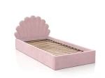 Łóżko dziecięce tapicerowane z pojemnikiem 90x200 ze stelażem różowy Velvet Kids Line 3 Muszelka