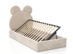 Łóżko dziecięce tapicerowane z pojemnikiem 90x200 ze stelażem beżowy Velvet Kids Line 1 Miś