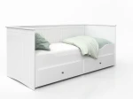 Łóżko rozkładane z 2 materacami i 2 szufladami 80x200 białe Helmes