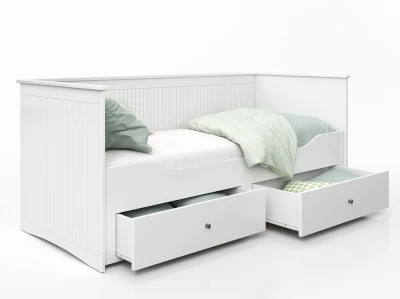 Łóżko rozkładane z 2 materacami i 2 szufladami 80x200 białe Helmes