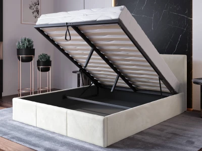 Łóżko tapicerowane z pojemnikiem 120x200 TOP line 7 Velvet Beżowy