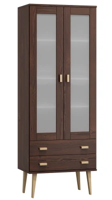Witryna drewniana Venuci 2 szuflady 89 cm orzech