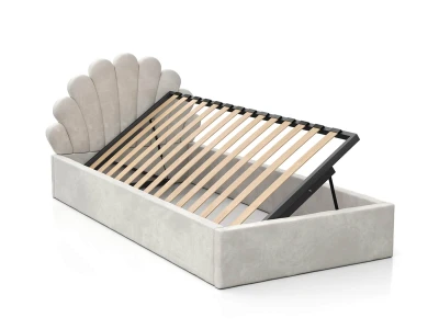 Łóżko dziecięce tapicerowane z pojemnikiem 90x200 ze stelażem szary Velvet Kids Line 3 Muszelka