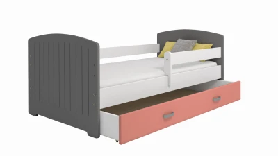 Outlet - Łóżko dziecięce Miki 160X80 B5 zaokrąglone zagłówki Szaro-białe