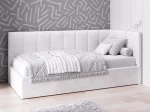 Tapczan jednoosobowy tapicerowany 90x200 z pojemnikiem ze stelażem szary Velvet Tom