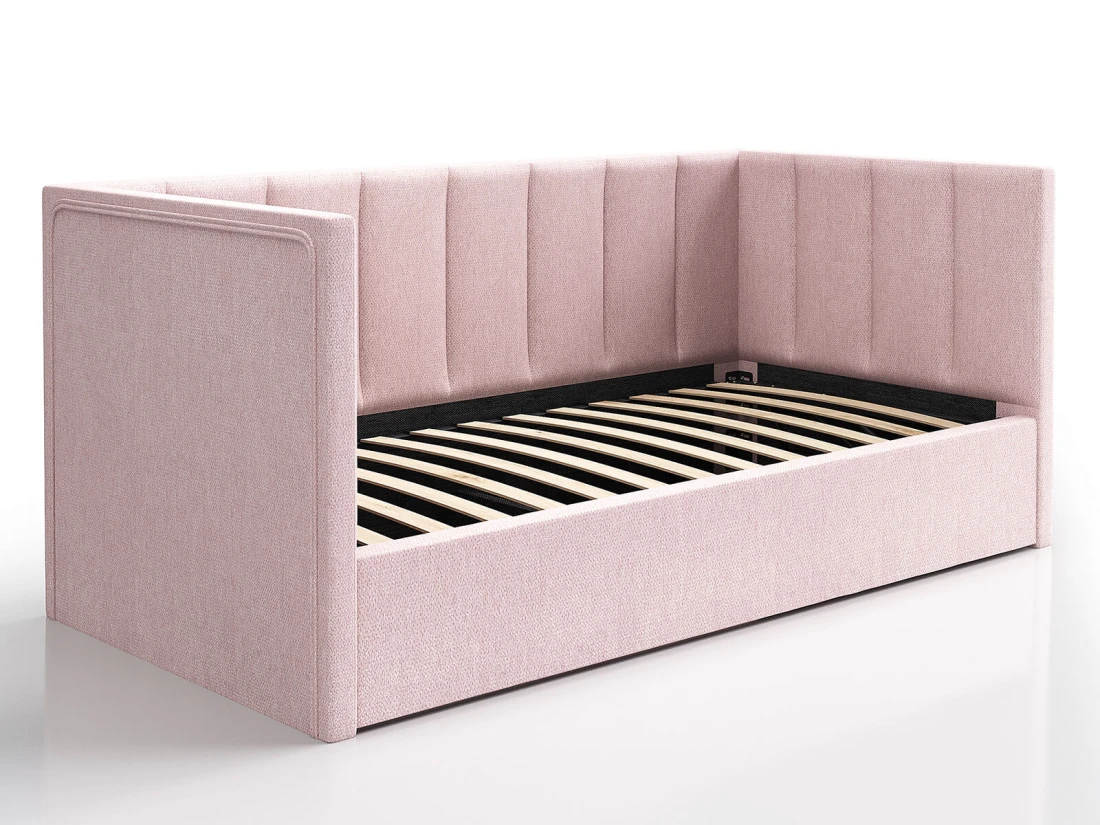 Tapczan sofa różowa otwierana z pojemnikiem 90x200