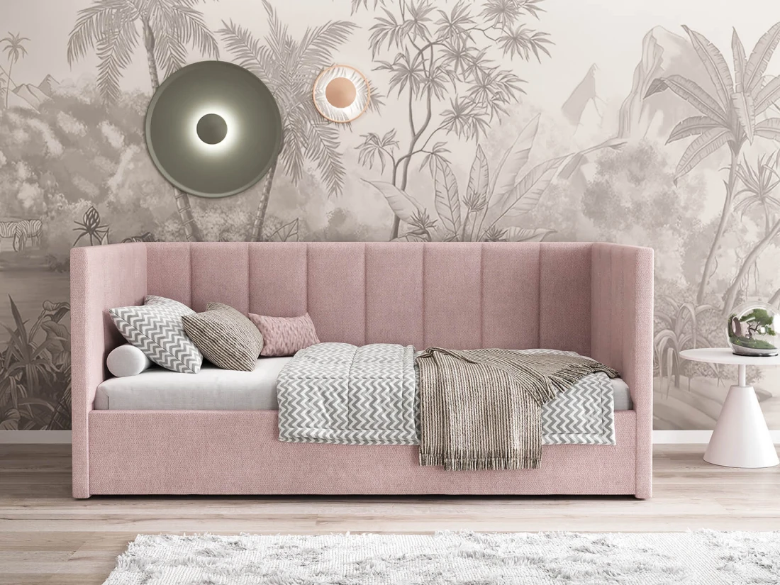 sofa tapicerowana różowa 90x200