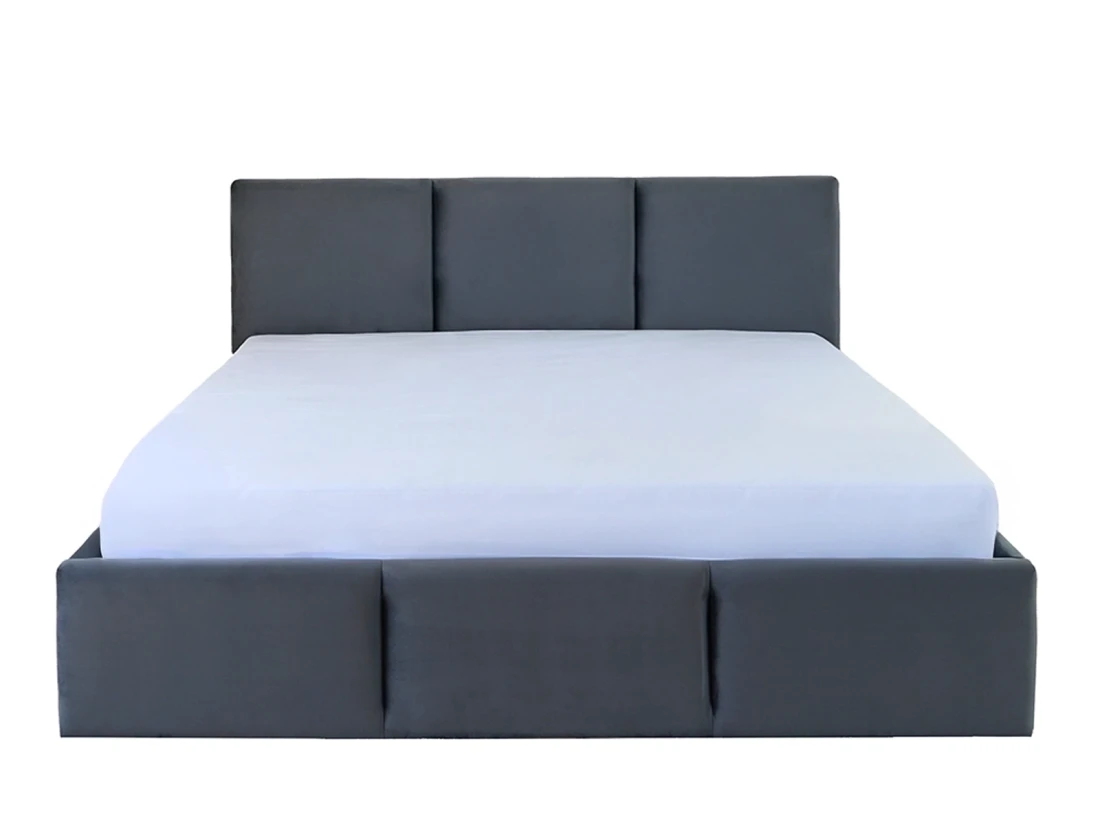 Łóżko tapicerowane z zagłówkiem Top line 7 w rozmiarze 140x200 w tkaninie velvet grafit front