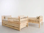 Łóżko piętrowe 3 osobowe drewniane 90x200 z szufladami P3S sosna